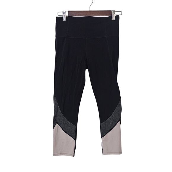 Athleta Salutation 7/8 Color Block Black Mesh Leggings Size Small - Picture 1 of 6